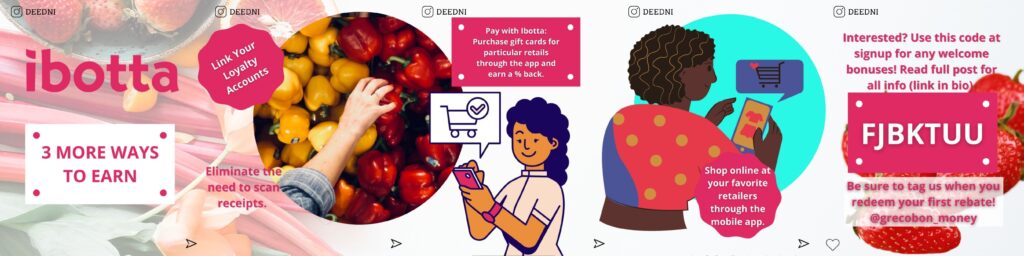 Ibotta Infographic - Scan receipts, match with store ads, earn bonuses. Use Code FJBKTUU for bonuses upon signup