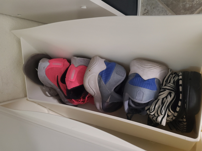 Trones Shoe Cabinet from Ikea with womens shoes inside